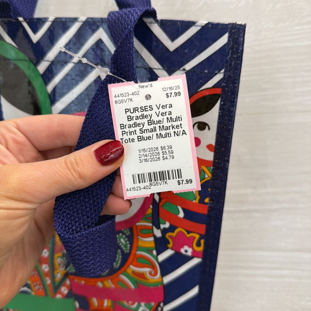 Vera Bradley Blue/ Multi Print Small Market Tote