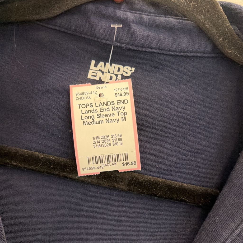 Lands End Navy Long Sleeve Top Medium