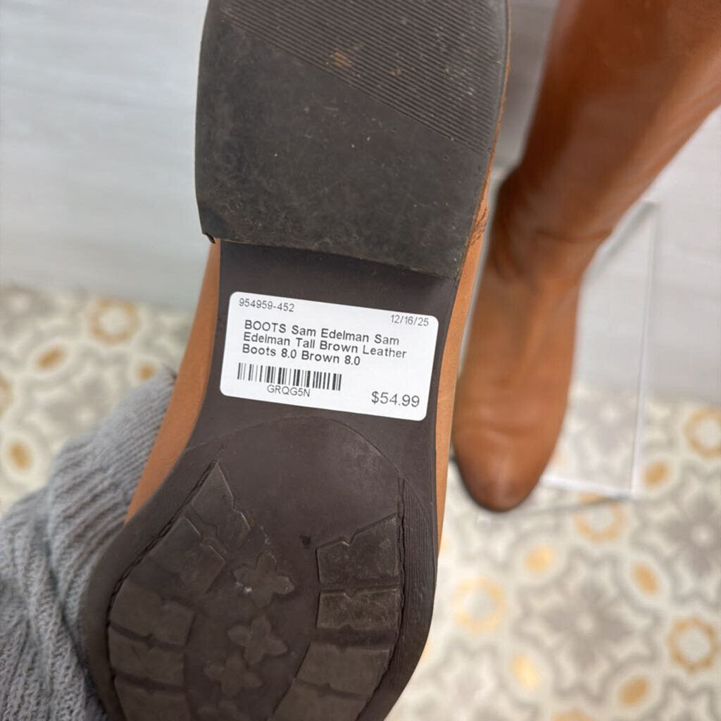 Sam Edelman Tall Brown Leather Boots 8.0