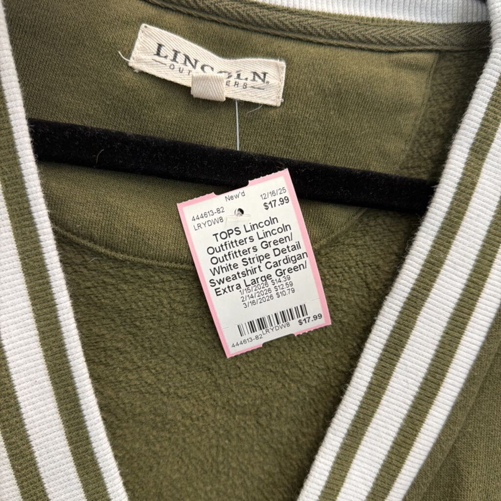Lincoln Outfitters Green/ White Stripe Detail Sweatshirt Cardigan Extra Large