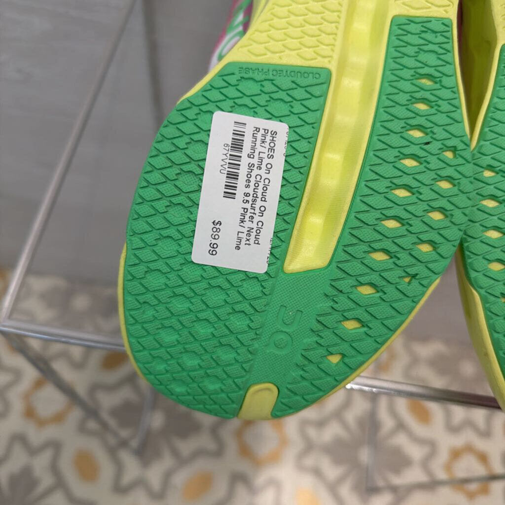 On Cloud Pink/ Lime Cloudsurfer Next Running Shoes 9.5