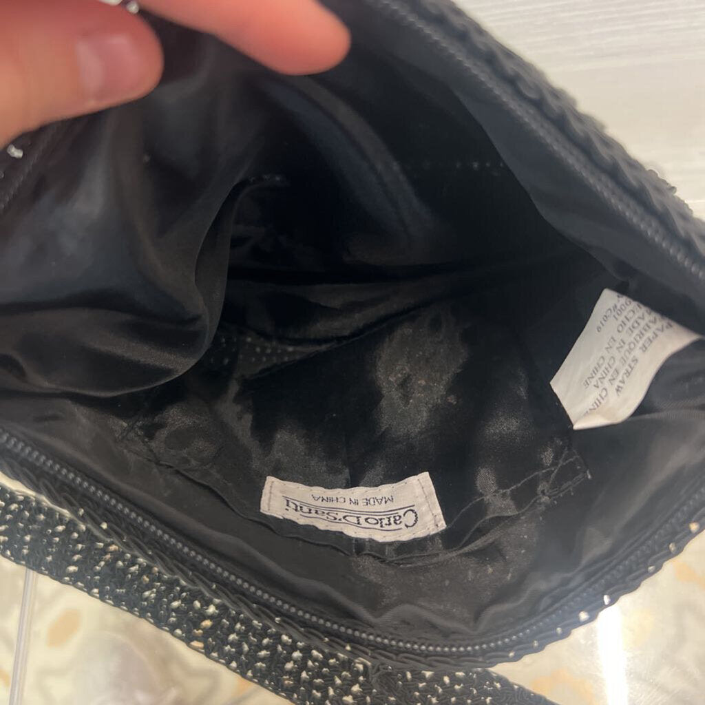 Carlo D'Santi Black Crochet Crossbody Purse