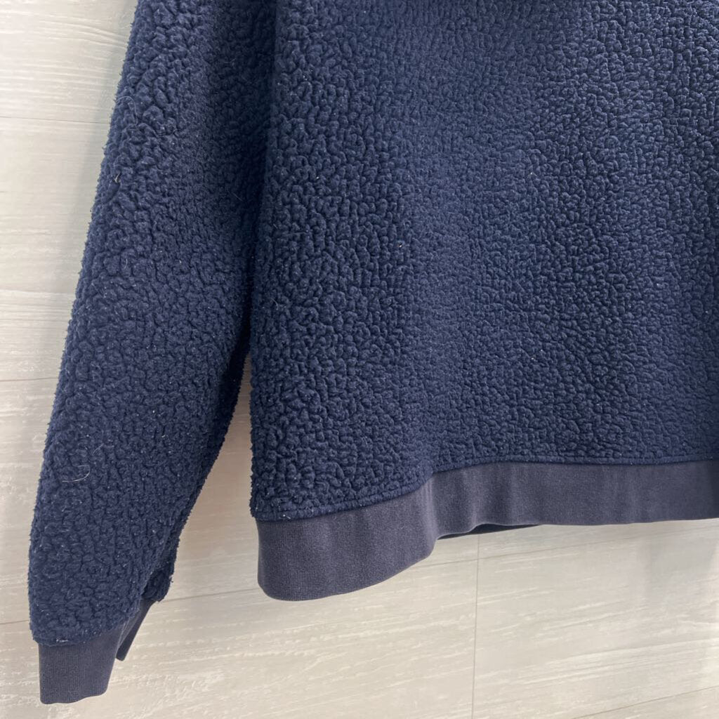 J Crew Navy/ Pink Vintage Fleece Half Zip Pullover Medium