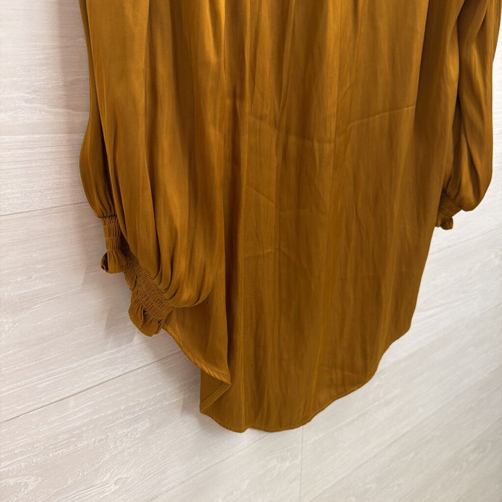 Rachel Zoe Silky Brown Long Sleeve Top 1X