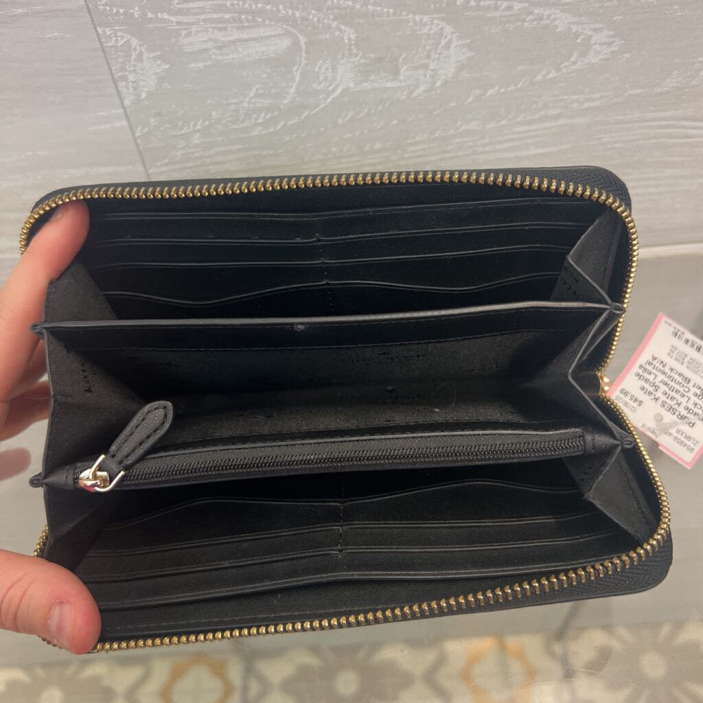 Kate Spade Black Leather Leila Large Continental Wallet