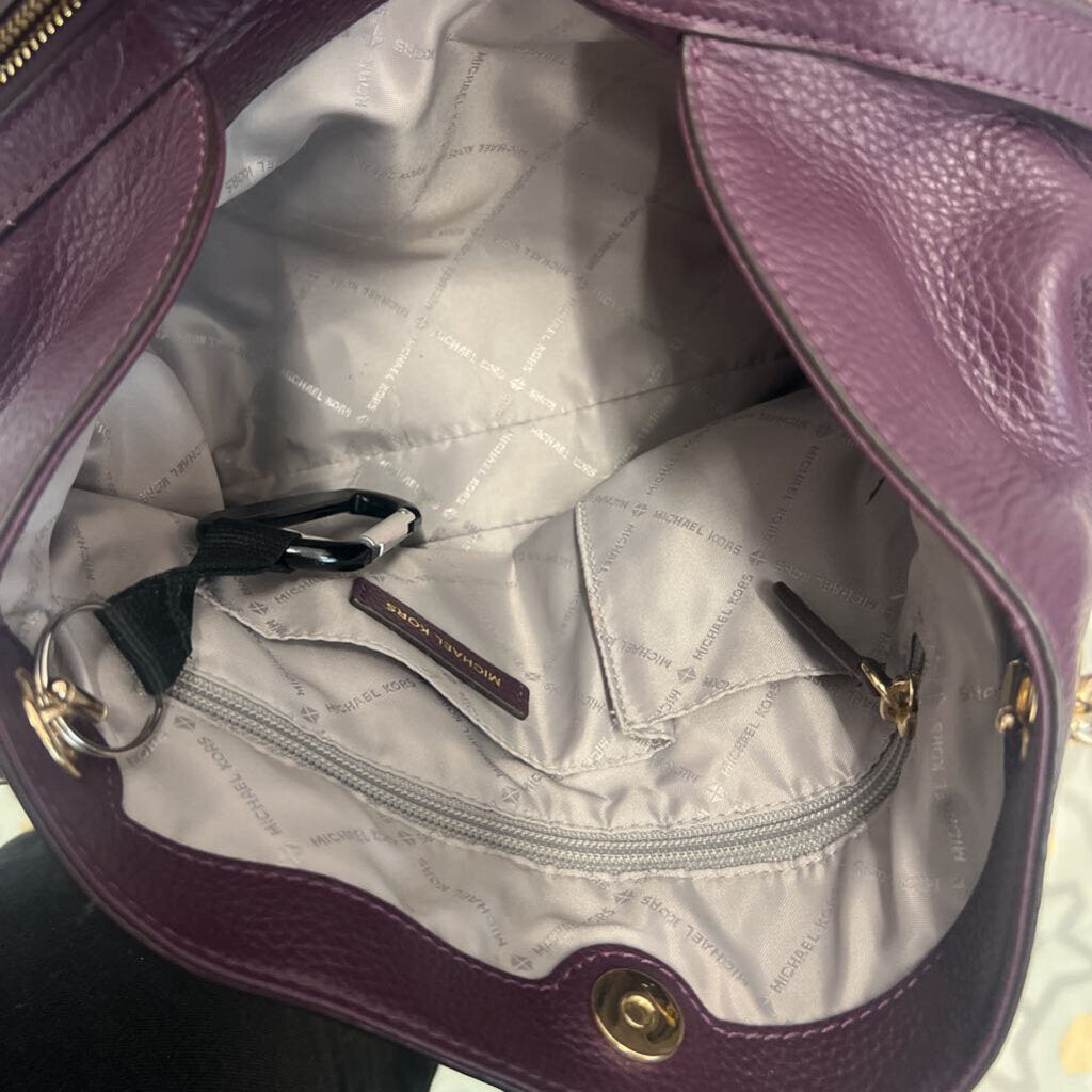 Michael Kors Purple Pebbled Leather 3 Compartment Shoulder Purse