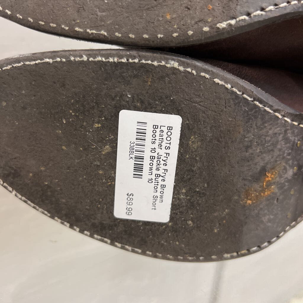 Frye Brown Leather Jackie Button Short Boots 10