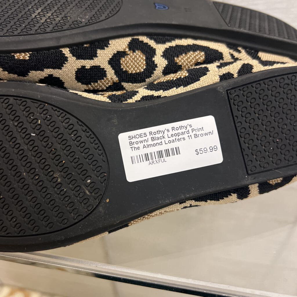 Rothy's Brown/ Black Leopard Print The Almond Loafers 11