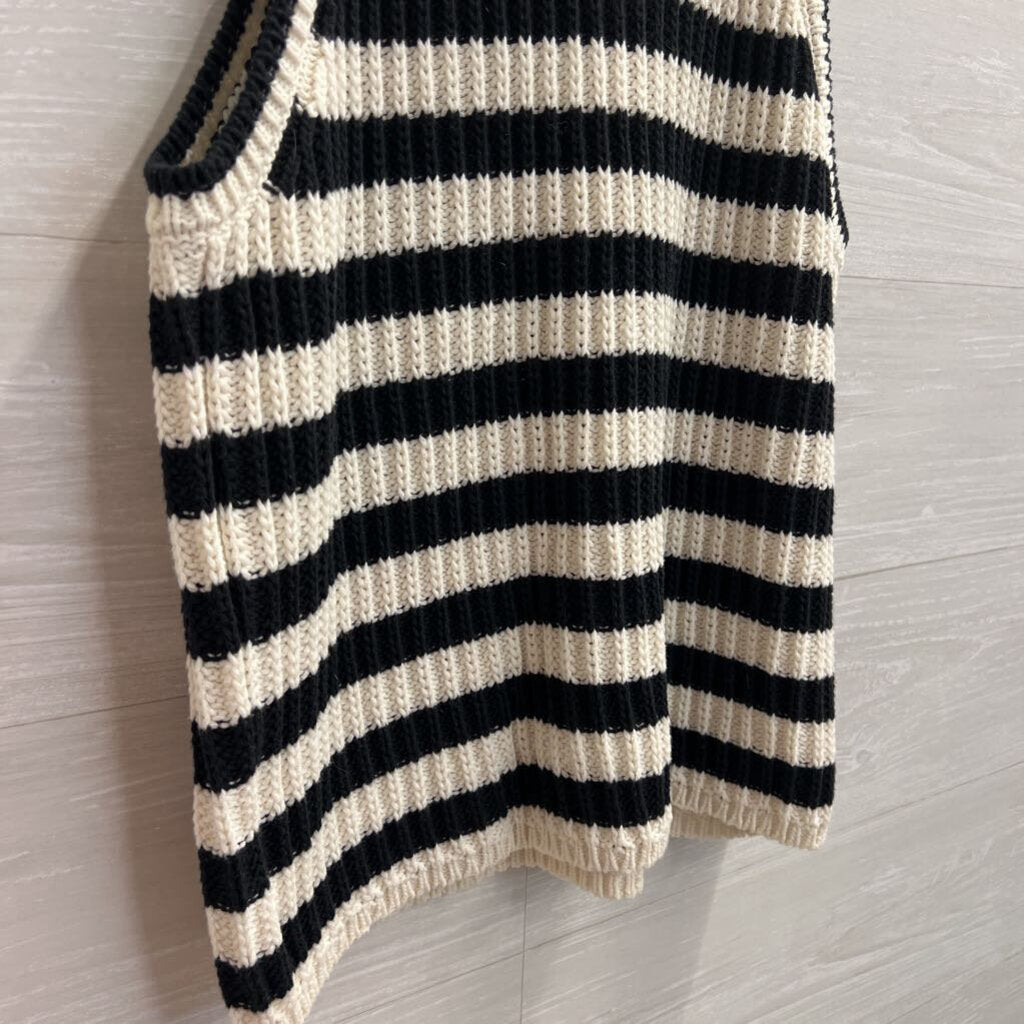 Black/ White Knit Striped Tank Top Large
