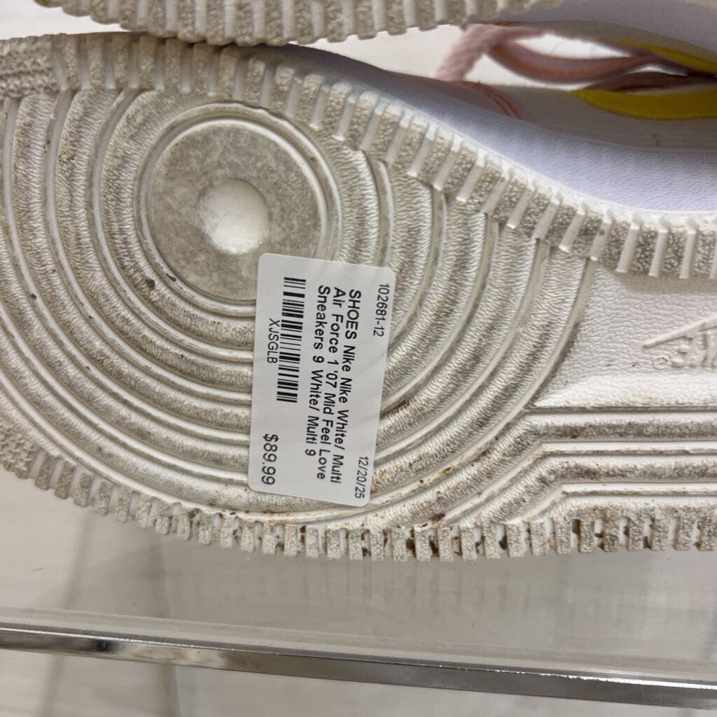 Nike White/ Multi Air Force 1 '07 Mid Feel Love Sneakers 9