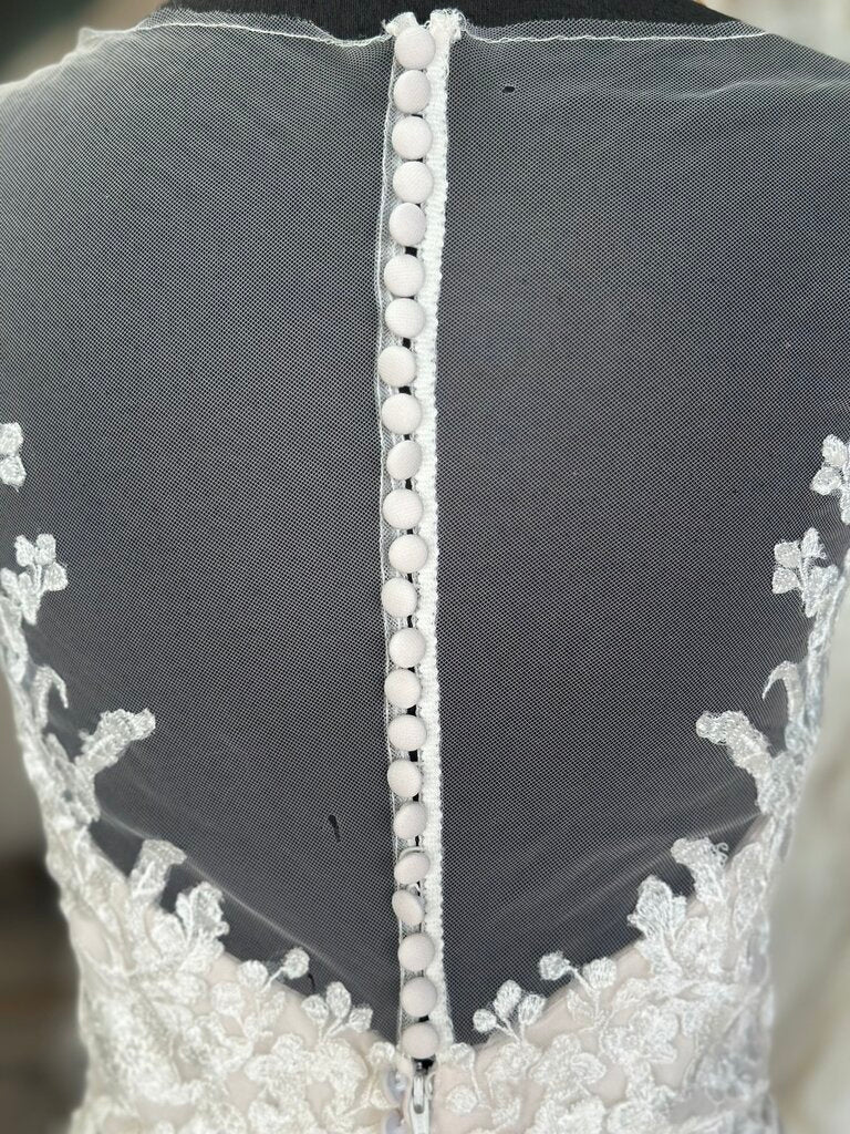 Christina Wu Ivory/ Champagne Lace Illusion Neck A Line Bridal Gown 12