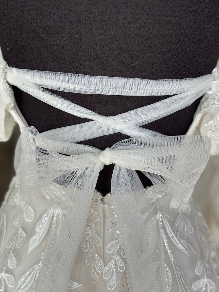 Moonlight Ivory Embellished Lace Off Shoulder A Line Bridal Gown 8