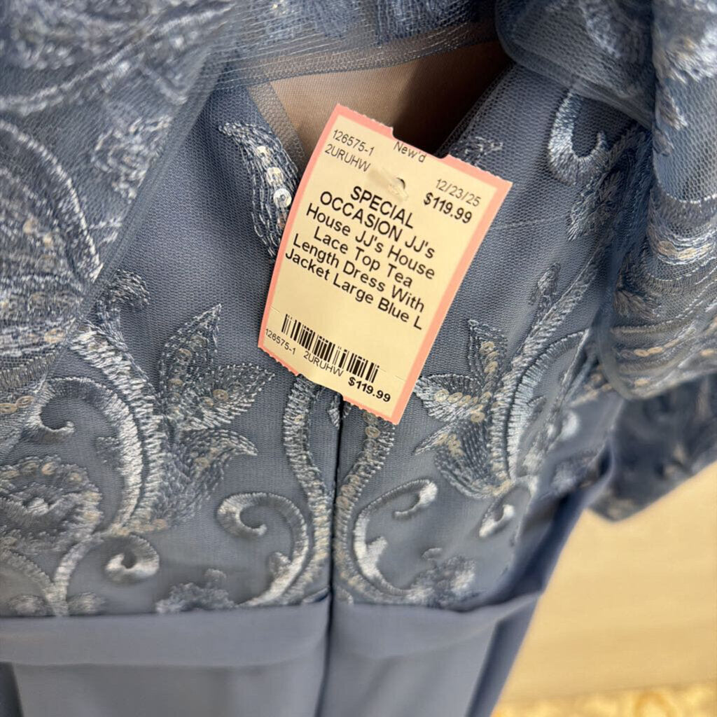 JJ's House Lace Top Tea Length Dress With Jacket Large