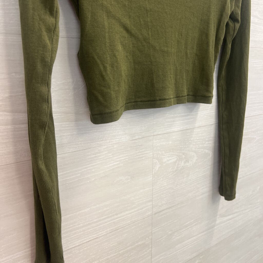 Madewell Dark Green Long Sleeve Crop Tee Small