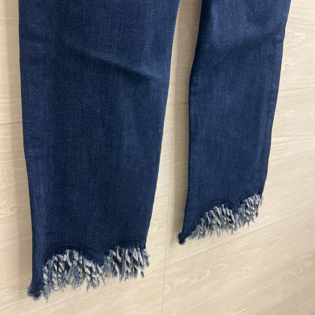 Charlie B Dark Wash Frayed Hem Jeans 12