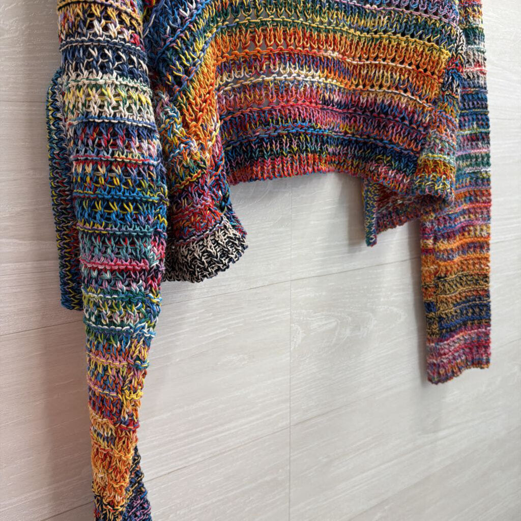 Line Multi Color Striped Knit Cropped Cardigan Sweater Extra Small