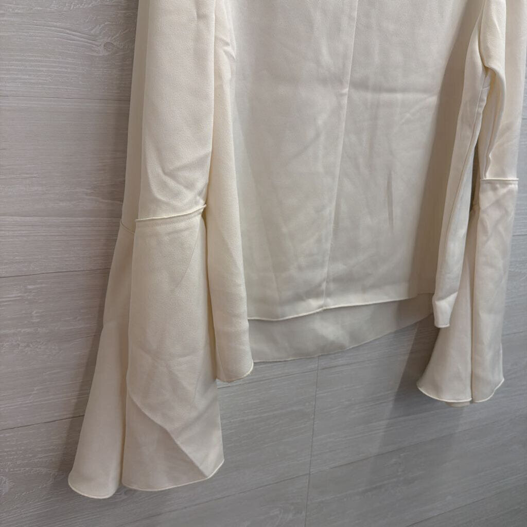 Anthropologie White Long Bell Sleeve Top Medium