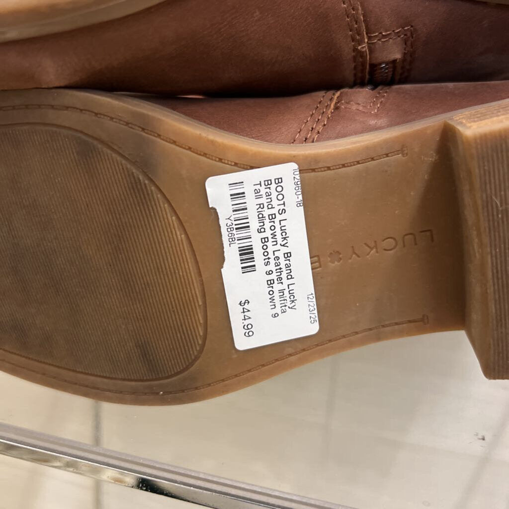 Lucky Brand Brown Leather Inifita Tall Riding Boots 9