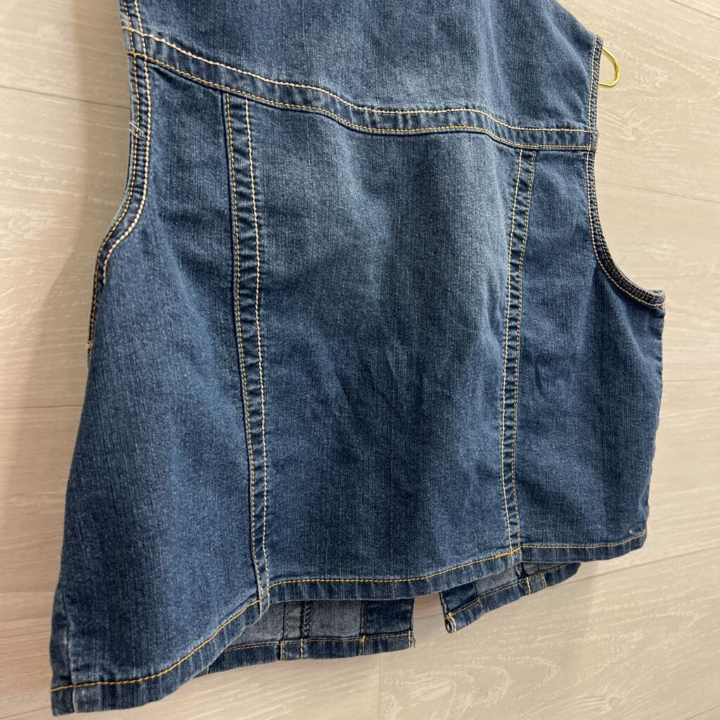 Oso Casuals Dark Wash Cropped Denim Vest Top Extra Large