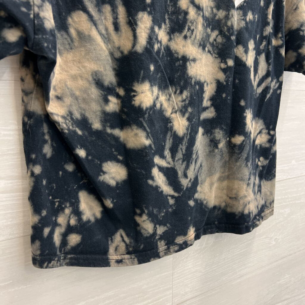 Blue/ Grey Tie Dye Cropped Smokey Short Sleeve Tee Large