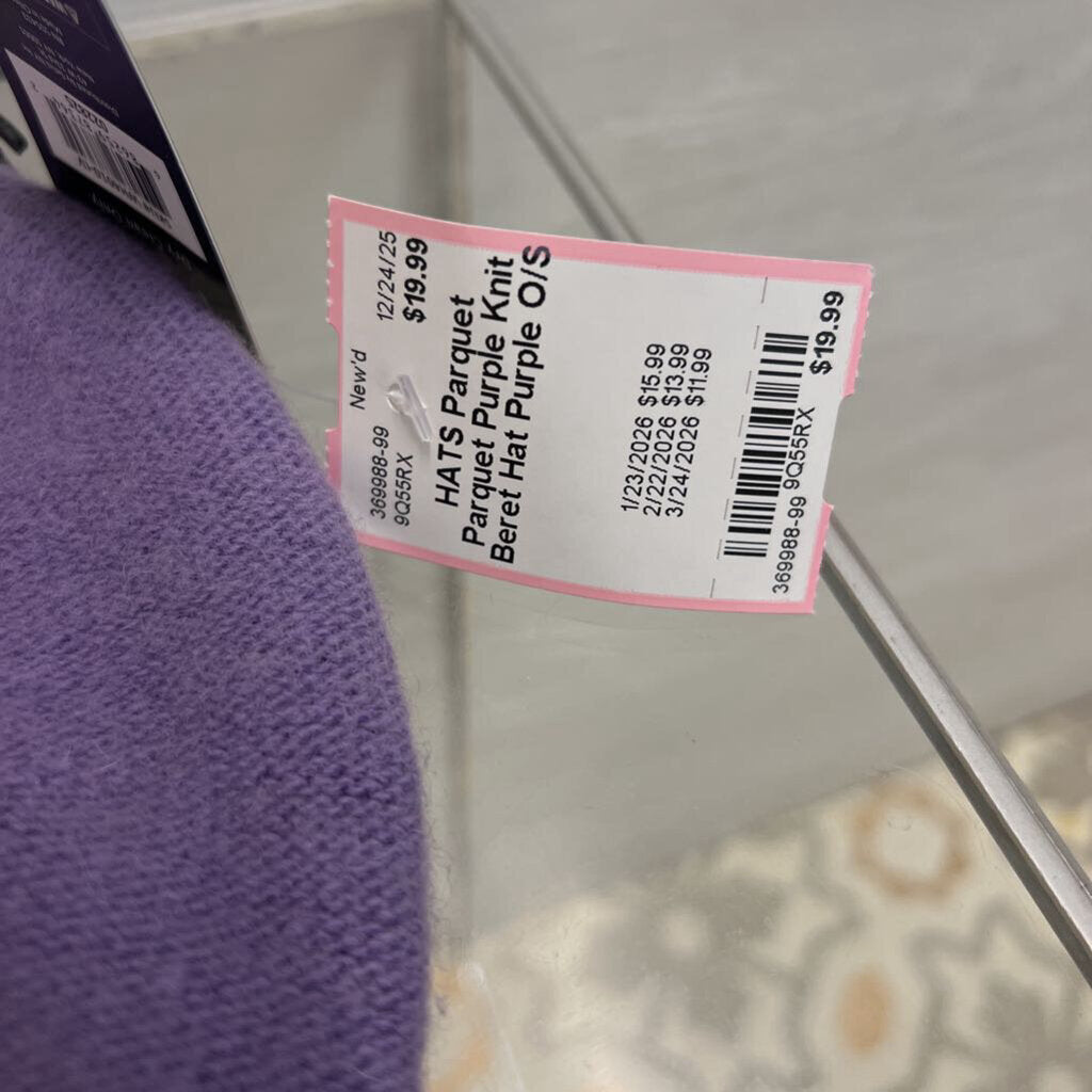 Parquet Purple Knit Beret Hat