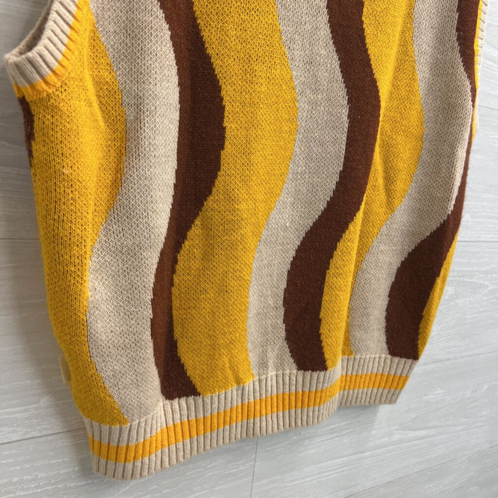 Urban Outfitters Beige/ Yellow/ Brown Swirl Print Sweater Vest Top Small