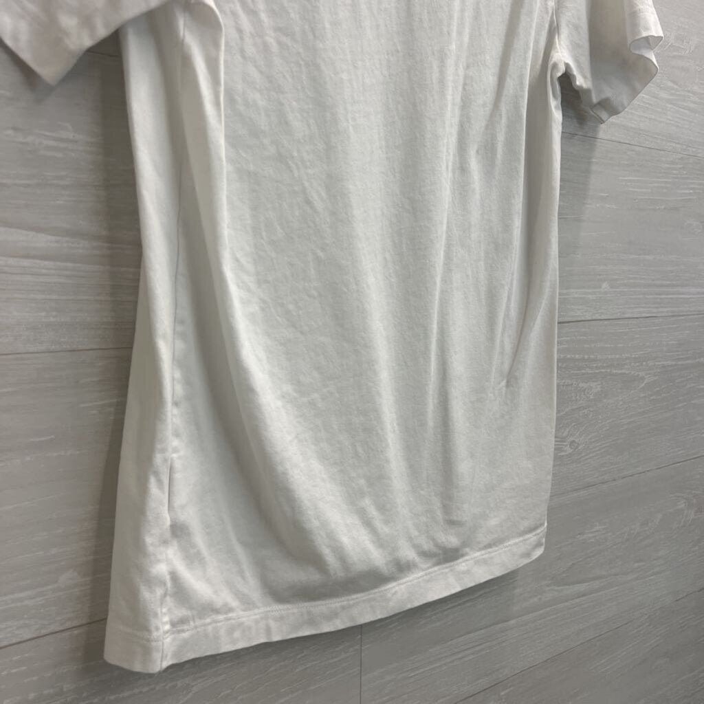 Nike White Embroidered Logo Short Sleeve Top Small