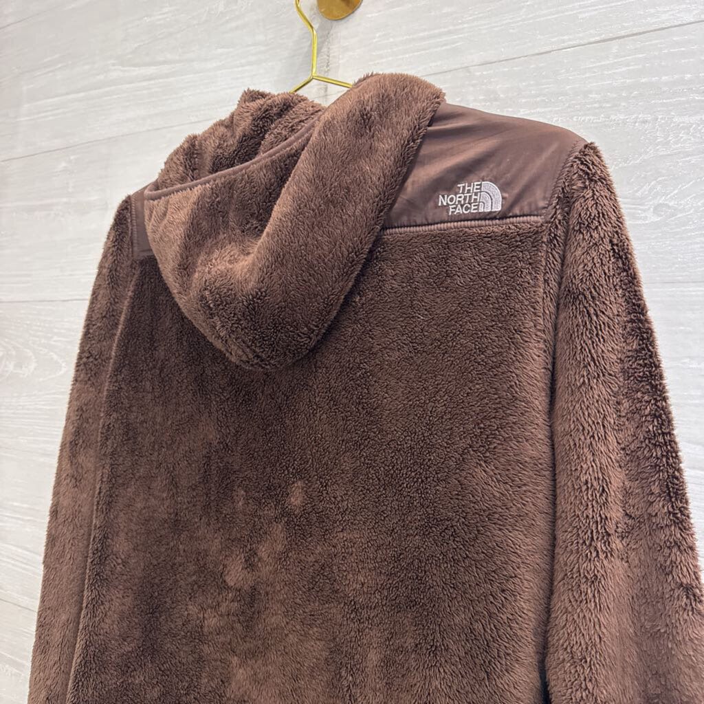 The North Face Brown Fuzzy Fleece Zip Up Hooded Jacket Medium