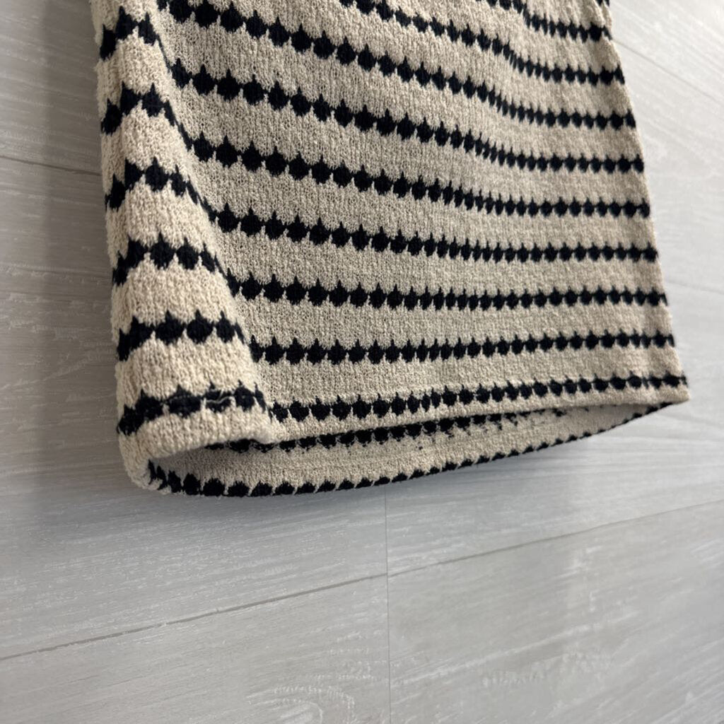 Divided Black/ Beige Knit Striped Strapless Top Medium