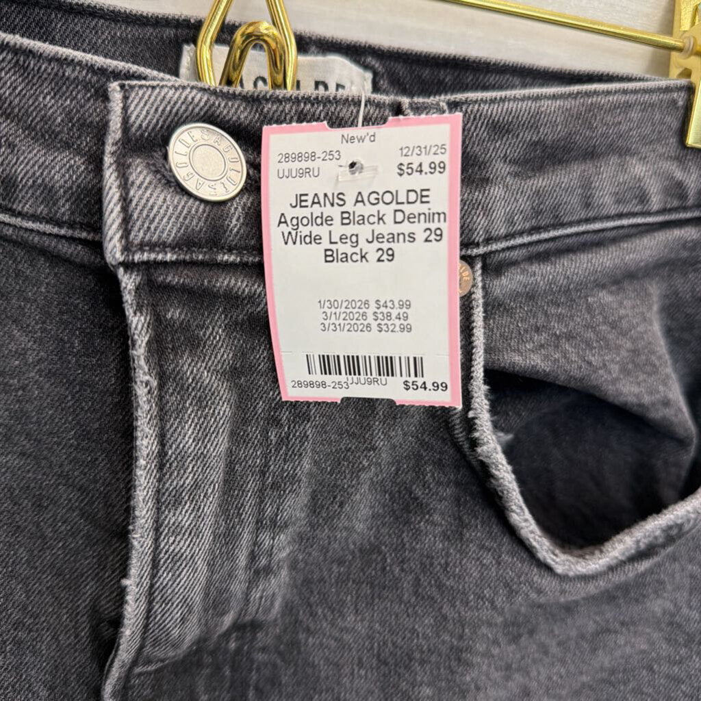 Agolde Black Denim Wide Leg Jeans 29