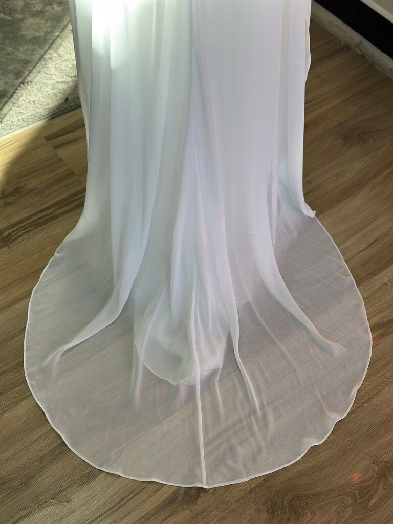 Forever Yours White Chiffon V Neck Bridal Gown 4