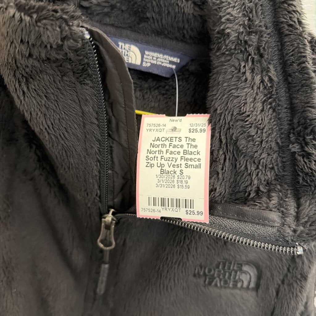 The North Face Black Soft Fuzzy Fleece Zip Up Vest Small