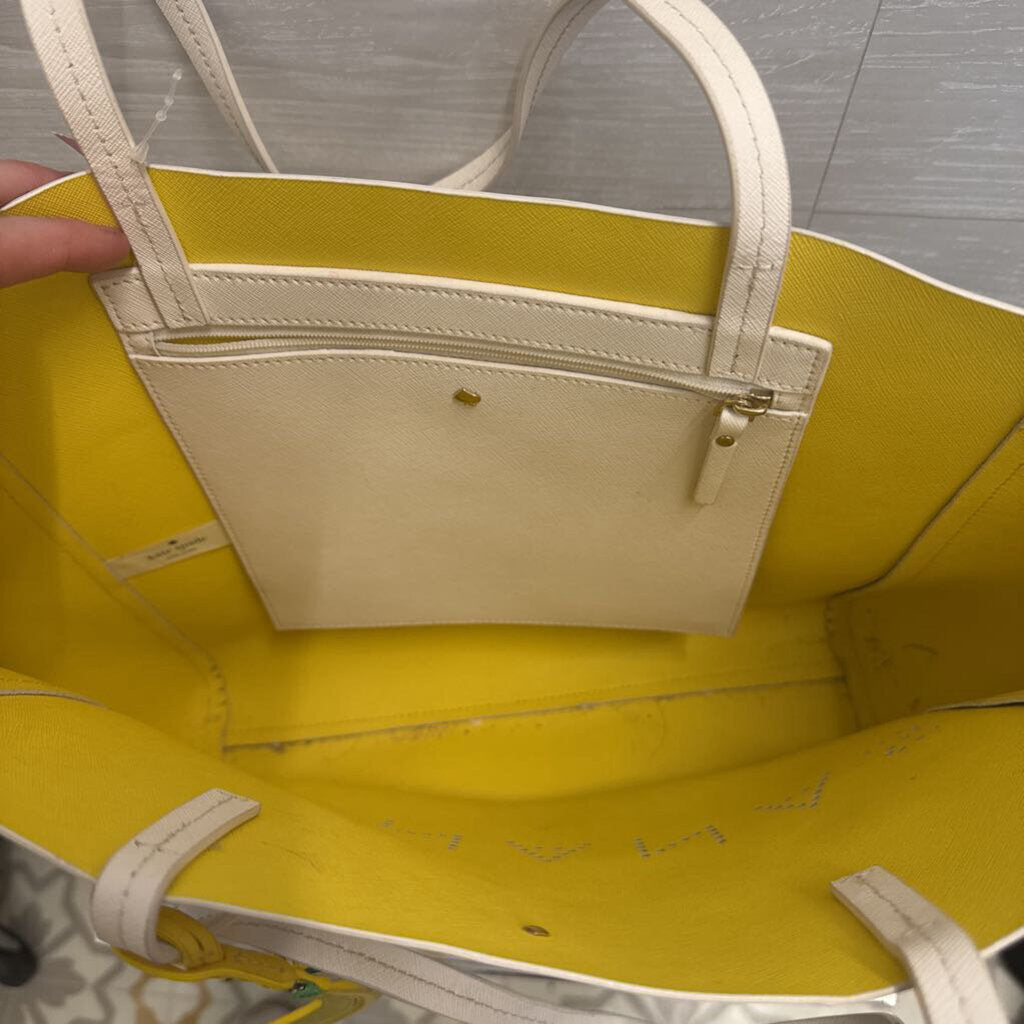 Kate Spade Cream Leather Flights of Fancy Hallie Bananas Purse