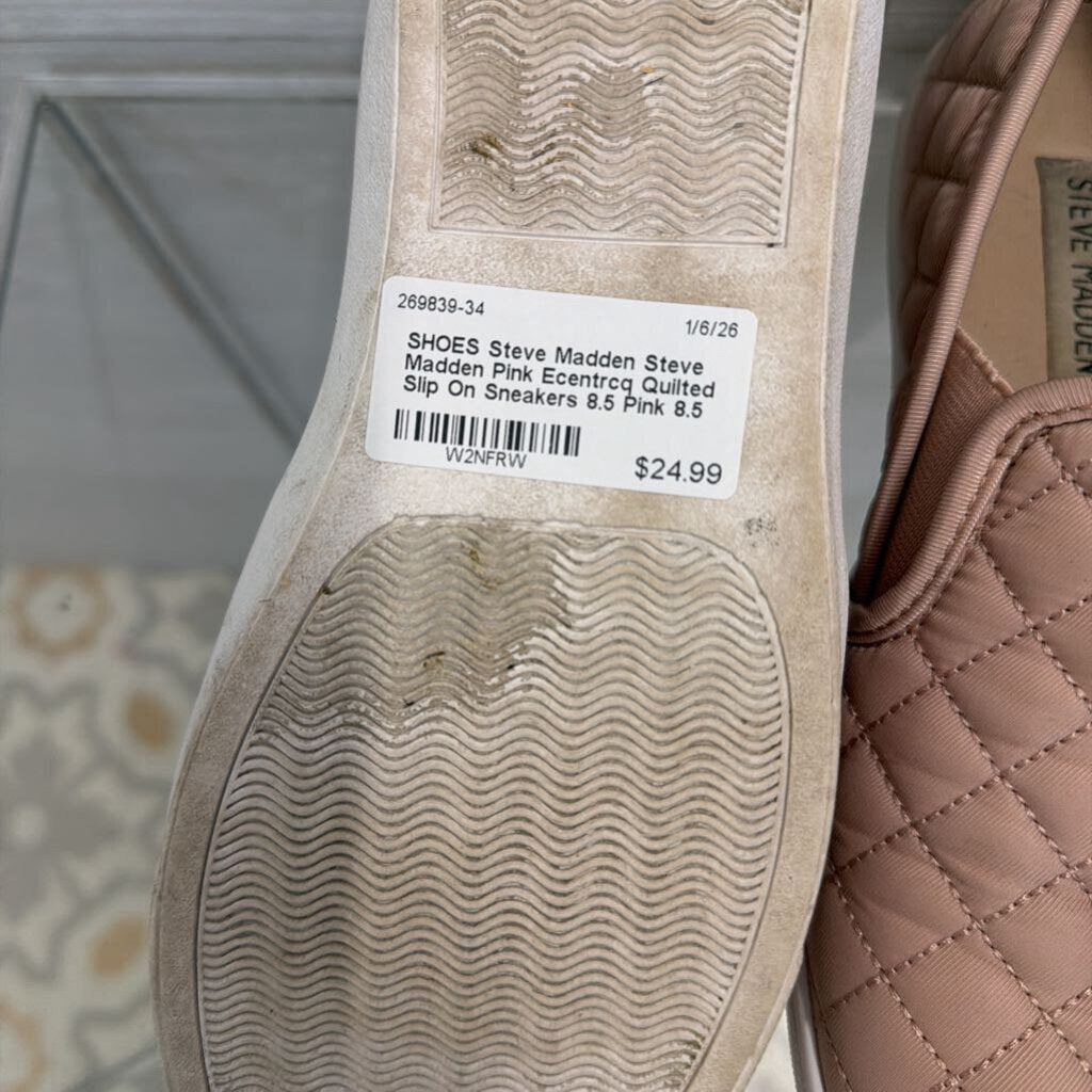 Steve Madden Pink Ecentrcq Quilted Slip On Sneakers 8.5