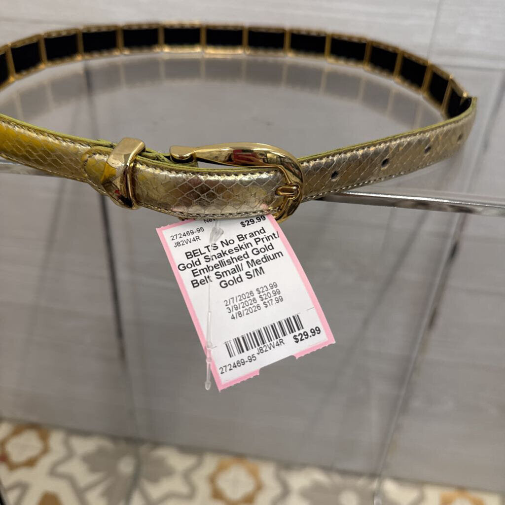 Gold Snakeskin Print/ Embellished Gold Belt Small/ Medium