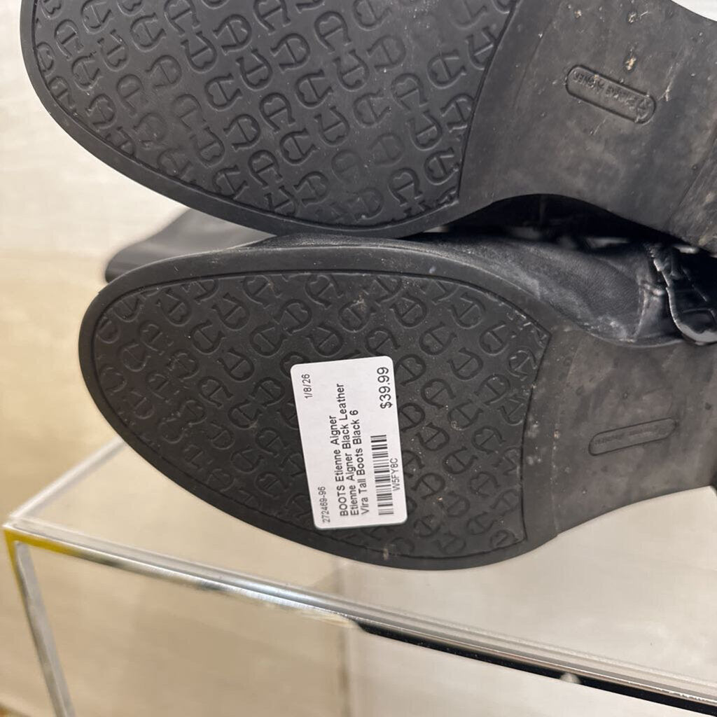 Etienne Aigner Black Leather Vira Tall Boots