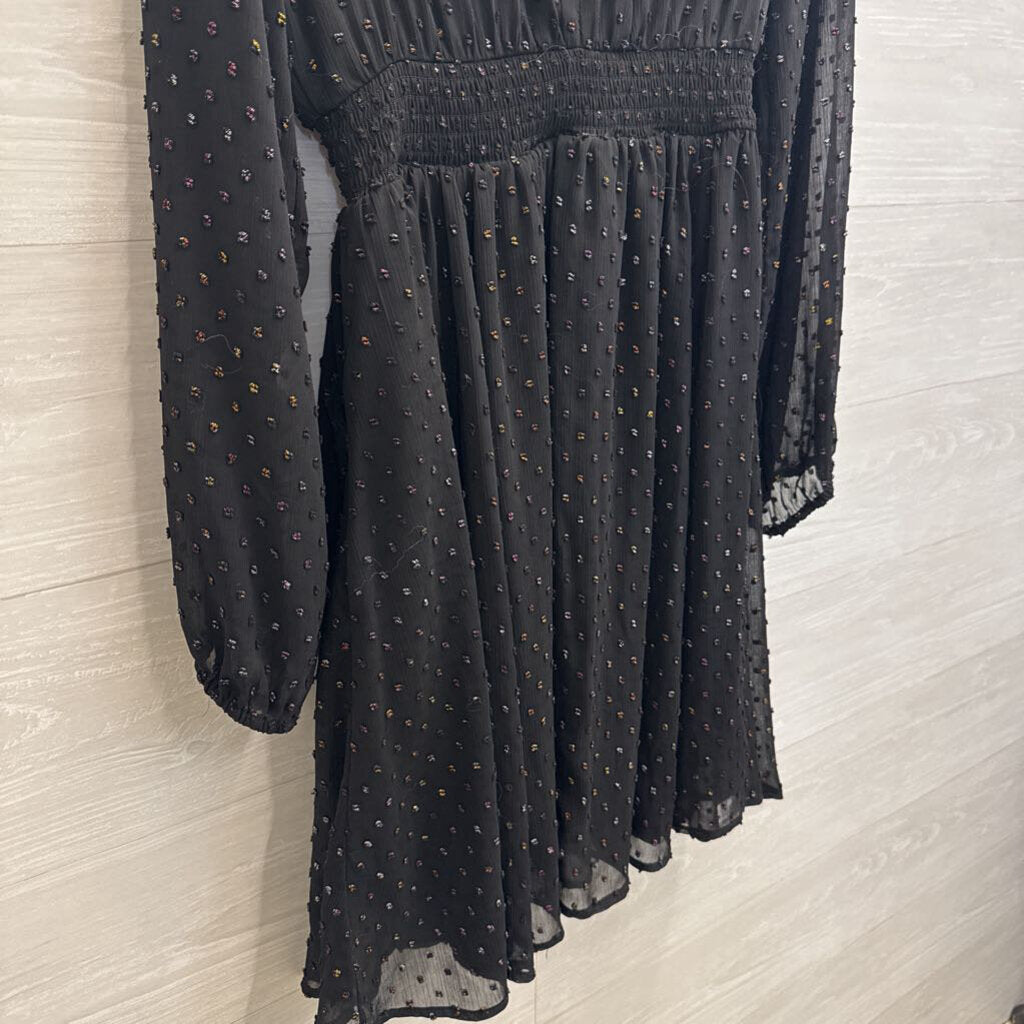 Torrid Black/ Multi Color Iridescent Dot Detail Long Sleeve Dress 00
