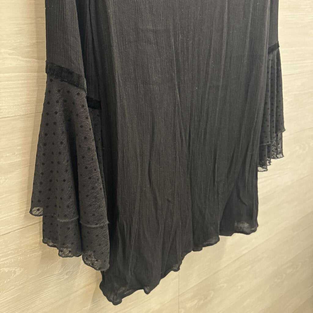 Entro Black/ Multi Embroidered Top Long Sleeve Dress Large