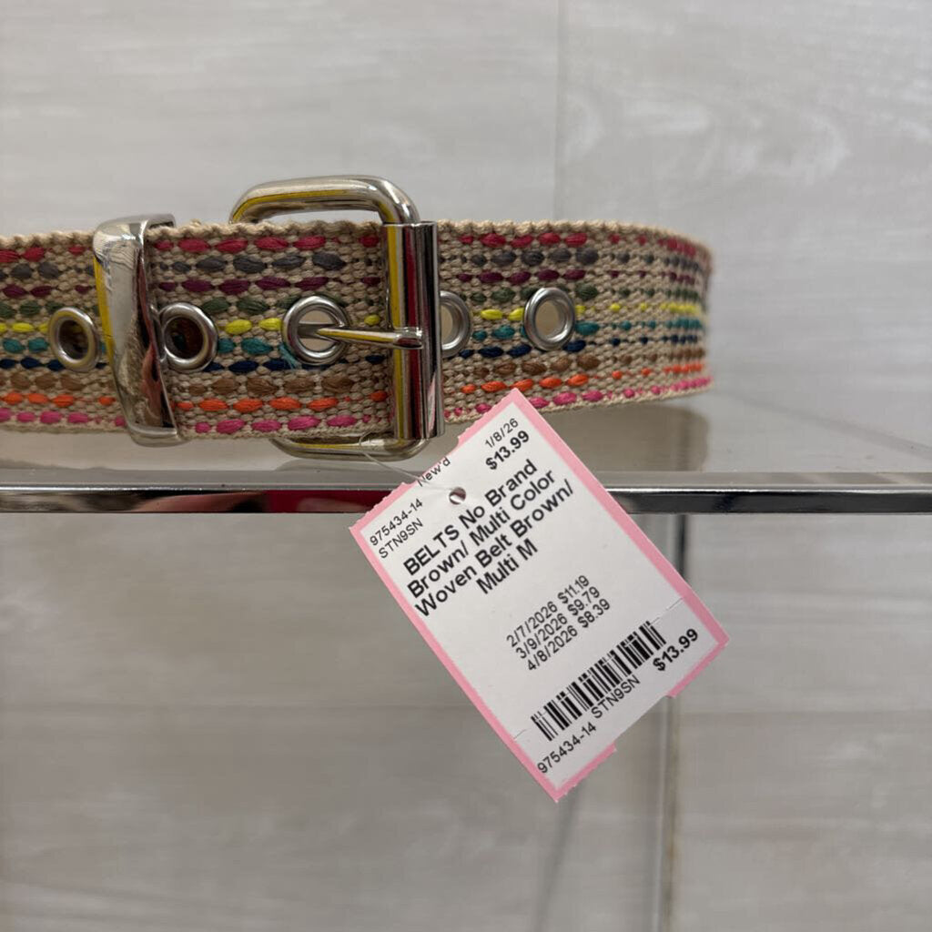 Brown/ Multi Color Woven Belt