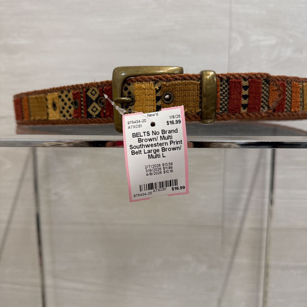 Brown/ Multi Southwestern Print Belt Large