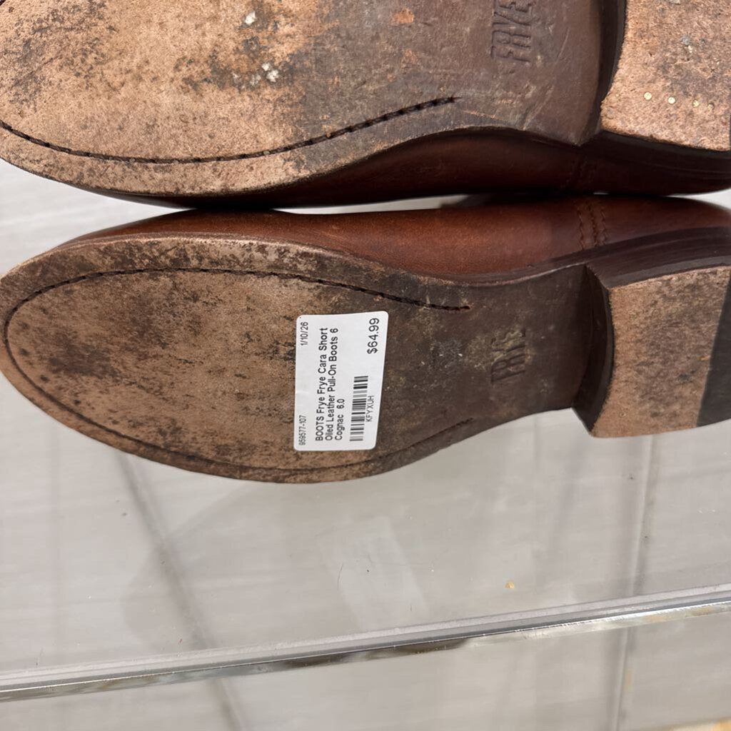 Frye Cara Short Oiled Leather Pull-On Boots 6