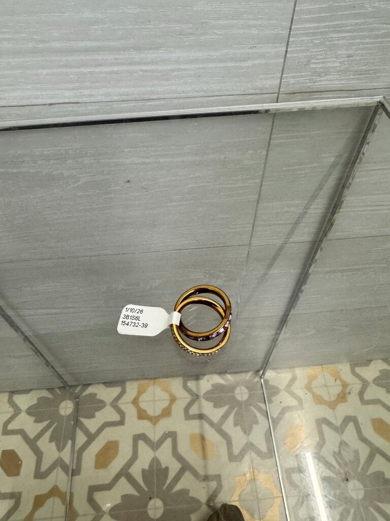 Michael Kors Double Ring Gold/Lavender Crystals 6