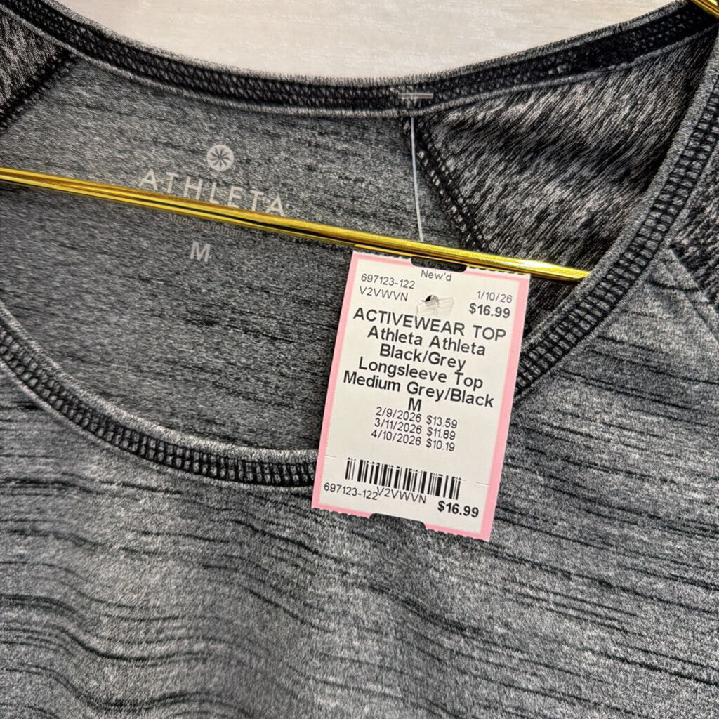 Athleta Black/Grey Longsleeve Top Medium