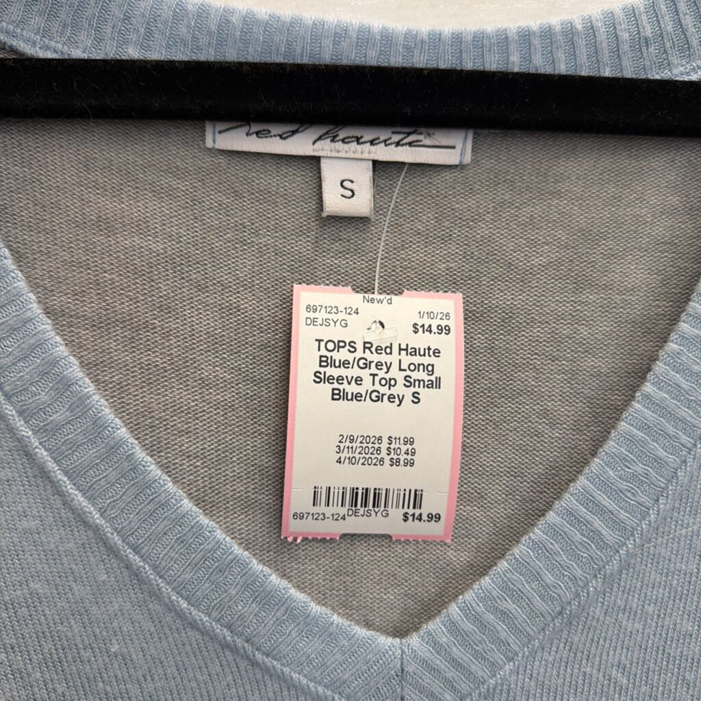 Blue/Grey Long Sleeve Top Small