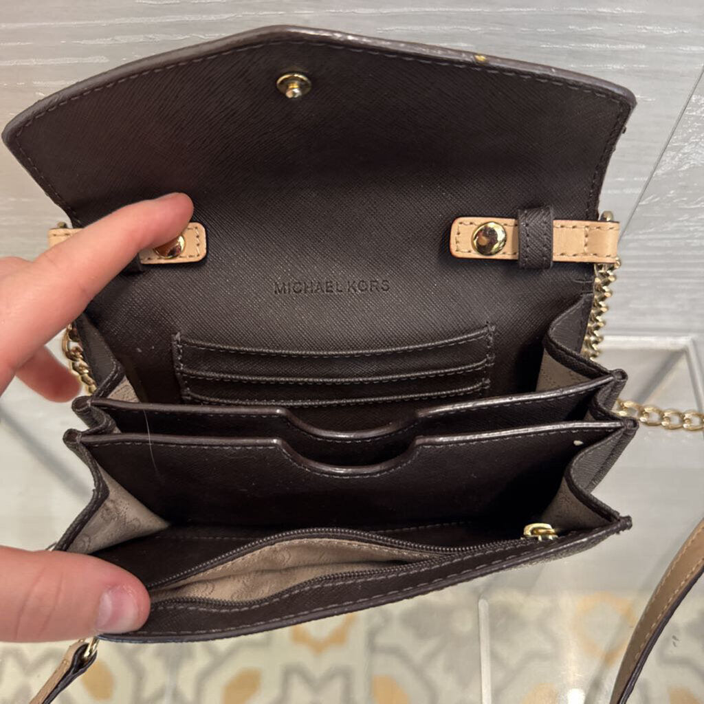 Michael Kors Brown Jet Set Signature Convertible Phone Crossbody Purse/ Wallet
