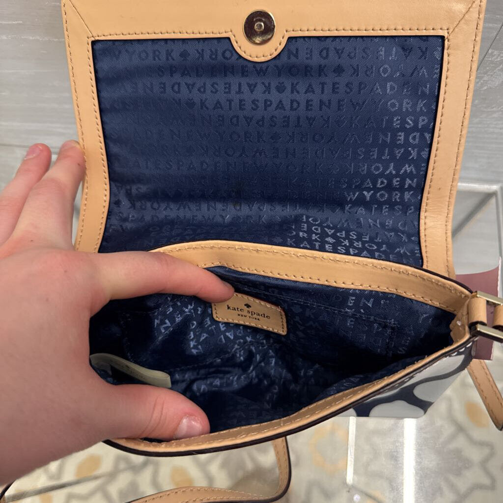 Kate Spade Navy/ White French Lemon Print Grant Street Crossbody Purse