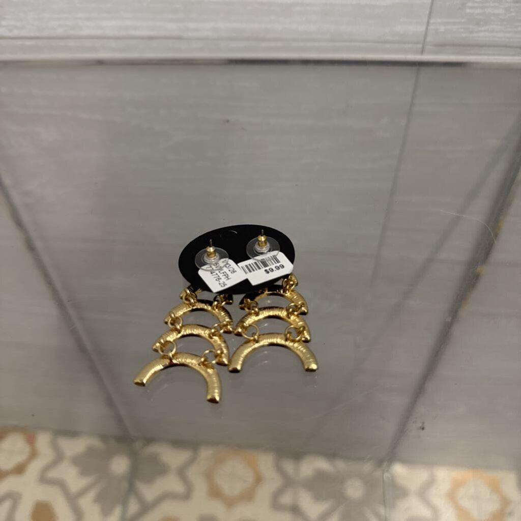 Gold/ Multi Color Stone Drop Earrings
