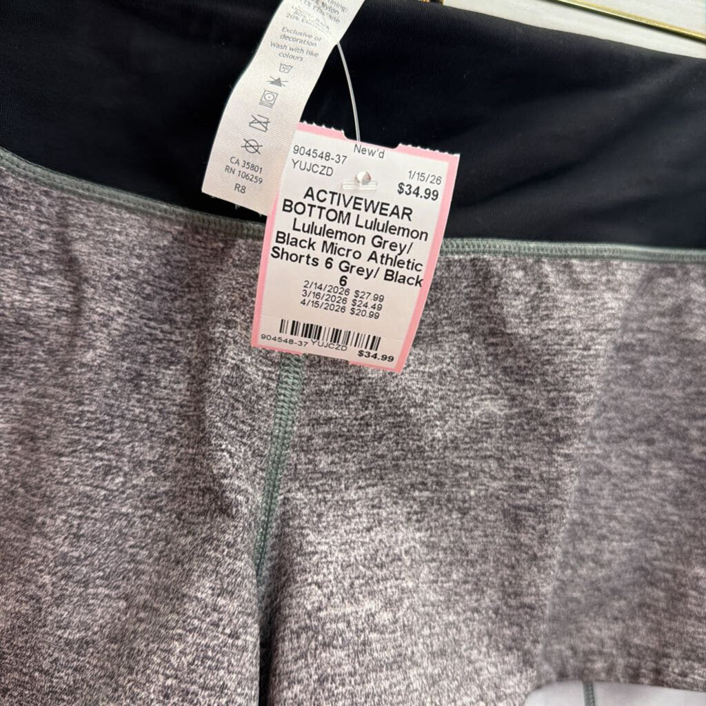 Lululemon Grey/ Black Micro Athletic Shorts 6
