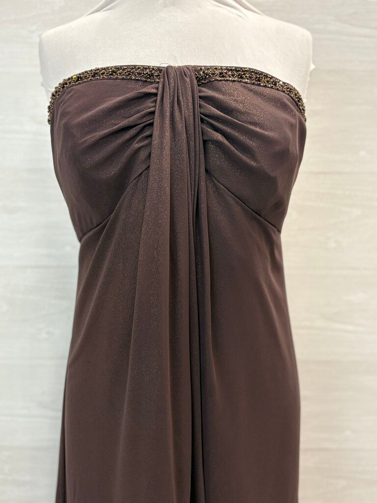 David's Bridal Brown Shimmer Strapless Long Formal Dress 24 – newdsalem