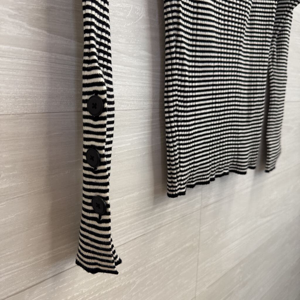 Anthropologie Black/ White Striped Turtleneck Top Small